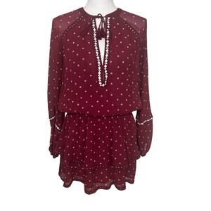 Paige NWT rouge white color medallion accents mini tiered Shanti dress size L